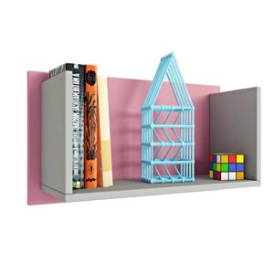 Полка книжная Mirum, 60х35х26 см, цвет серый/розовый