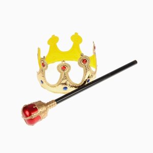 Карнавальный набор "Царский", 2 предмета: корона, скипетр