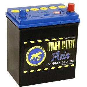 Аккумуляторная батарея Тюмень 40 Ач, обратная полярность 6СТ-40L, Азия