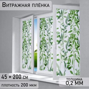 Витражная плёнка "Листья", 45200 см