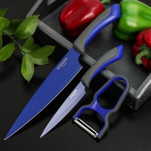 Набор ножей "Faded" 2 предмета, овощечистка, цвет синий