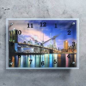 Часы настенные, серия: Город, "Ночной город и архитектура", 25х35 см, микс