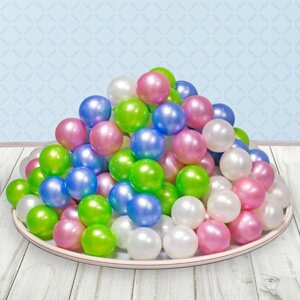 Шарики для сухого бассейна "Перламутровые", диаметр шара 7,5 см, набор 100 штук, цвет розовый, голубой,