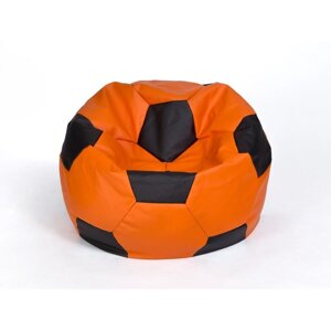 Кресло-мешок "Мяч" большой, диаметр 95 см, цвет оранжево-чёрный, экокожа