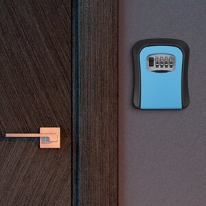 Ключница с кодовым замком, размер 12х9,6х4 см , цвет синий