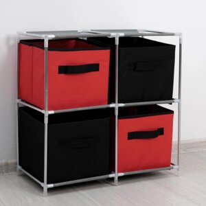 Стойка для хранения одежды Доляна, 4 короба, 602960 см, цвет красно-чёрный