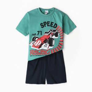 Комплект (футболка/шорты) для мальчика, цвет зелёный, рост 104 см