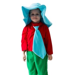 Карнавальный костюм "Незнайка", шляпа, рубашка, галстук, бриджи, 5-7 лет, рост 122-134 см