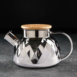 Чайник заварочный с металлическим ситом "Круиз", 800 мл, цвет серый