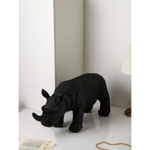 Фигура "Носорог", геометрия, полистоун, 34 см, матово-чёрный, Иран