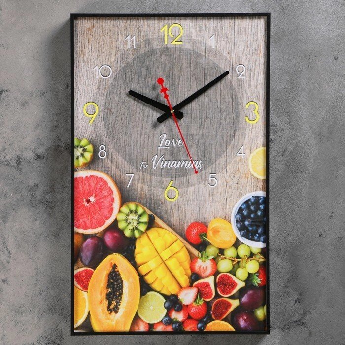 Часы настенные, серия: Кухня, &quot;Тропические фрукты&quot;, 57х35х4 см - опт