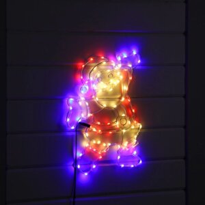 Светодиодная фигура "Дед Мороз", 38 50 см, дюралайт, 100 LED, 220 В, свечение красное/зелёное/белое