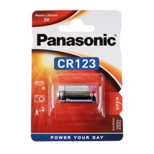 Батарейка литиевая Panasonic, 123-1BL (123A), 3В, блистер, 1шт.