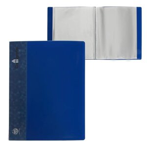 Папка 100 прозр вкладышей A4 700мкм Calligrata, карман на корешке, синяя