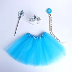 Карнавальный набор "Снежная принцесса" юбка, корона, палочка, коса