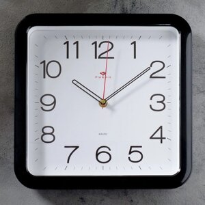 Часы настенные "Классика", квадратные с закруглёнными углами, 30 30 см, чёрные