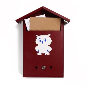 Ящик почтовый с замком, вертикальный, "Домик", вишнёвый