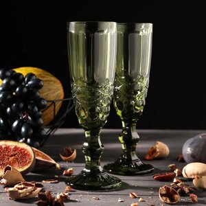 Набор бокалов для шампанского Magistro "Ла-Манш", 160 мл, 720 см, 2 шт, цвет зелёный