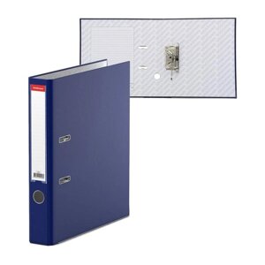 Папка-регистратор А4, 50 мм, "Бизнес", собранный, синий, пластиковый карман, металлический кант, картон 2 мм,