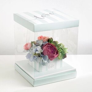 Коробка для цветов с вазой и PVC окнами складная With love, 23 х 30 х 23 см