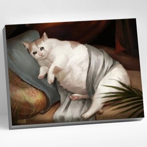 Картина по номерам 40 50 см "Толстый котик" 23 цвета