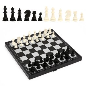 Игра настольная магнитная "Шахматы", чёрно-белые, в коробке, 24.5х24.5 см