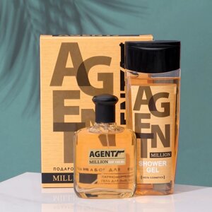 Подарочный набор для мужчин Agent Million: гель для душа, 250 мл+ парфюмерная вода, 100 мл
