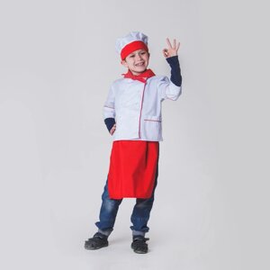 Детский карнавальный костюм "Повар", колпак, куртка, фартук, косынка, 4-6 лет, рост 110-122 см