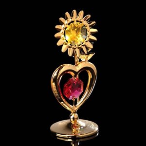 Сувенир "Сердце с солнцем", 338 см, с кристаллами Сваровски