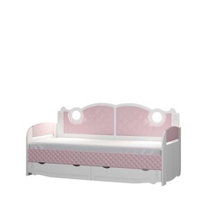 Кровать-тахта с подсветкой "Розалия №900.4", 2000 900 мм, цвет лиственница белая/розовый