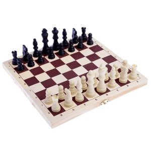 Настольная игра 2в1: шашки d=2.6 см, шахматы, король h=8 см, пешка h=3.5 см, поле 30х30 см