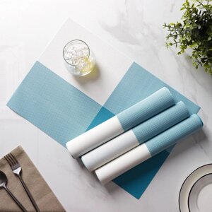 Набор салфеток сервировочных на стол Доляна "Настроение", 4 шт, 4530 см, цвет бело-синий