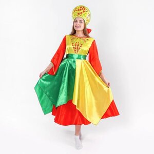 Карнавальный костюм "Лето", платье, кокошник, р. 50-52