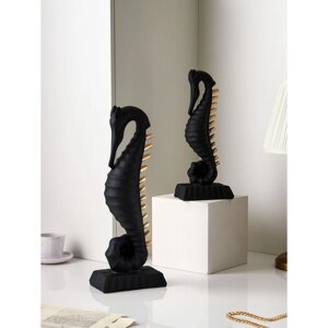 Набор фигур "Морской конёк", полистоун, 47 см, 2 шт, матово-чёрный, Иран