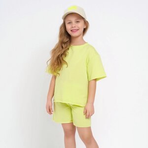 Комплект для девочки (футболка, шорты) MINAKU цвет лимонный, рост 98