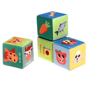 Игрушка мягконабивная "Кубики: Ребятам о зверятах", 4шт, 10 10 см