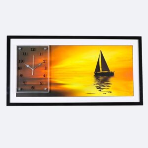 Часы-картина настенные, серия: Интерьер, "Корабль", 50 х 100 см