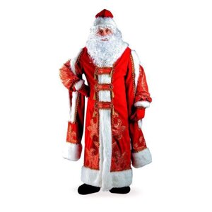 Карнавальный костюм "Царский Дед Мороз", шуба, шапка, варежки, борода, парик, мешок, р. 54-56, рост 188 см