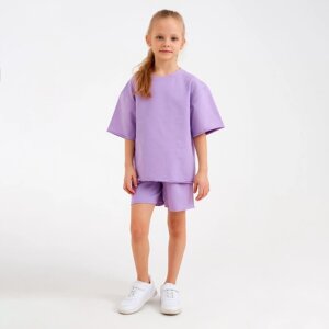 Костюм детский (футболка, шорты) MINAKU: Casual Collection цвет лиловый, рост 116