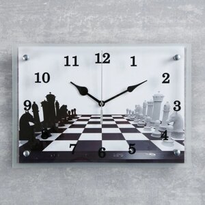 Часы настенные, серия: Интерьер, "Шахматная партия"25х35 см, микс