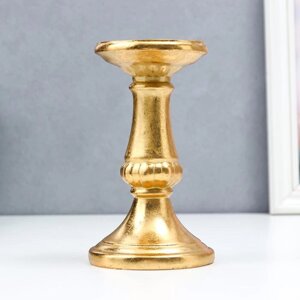 Подсвечник полистоун на 1 свечу "Колонна" золото 18х10,3х10,3 см