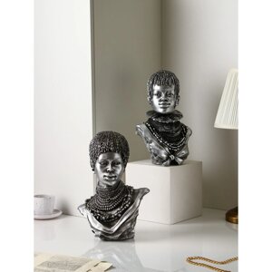 Набор Фигур "Бюст женщины", полистоун, 37 см, серебро, Иран