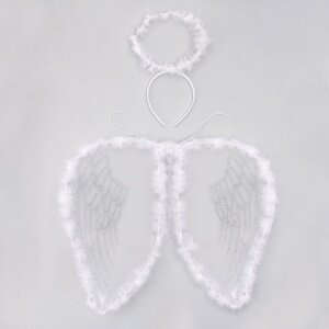 Карнавальный набор "Ангел", 2 предмета: нимб, крылья, цвет белый, 3-5 лет