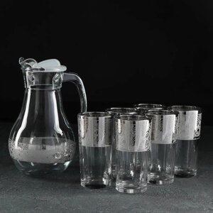 Набор питьевой Jungle, 7 предметов: графин 1 л, стакан 6230 мл, с гравировкой и напылением, цвет серебро