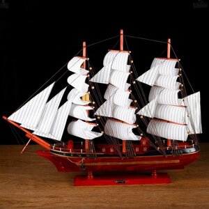 Корабль сувенирный большой "Гайрет", борта красное дерево, паруса белые, 821362 см