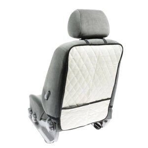 Защитная накидка на переднее сиденье 1 карман, размер 4060, экокожа, стеганная, белая