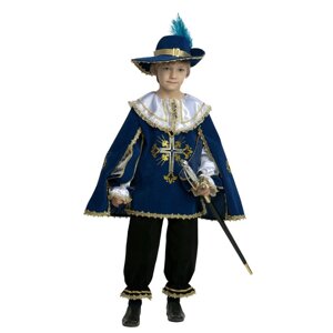 Карнавальный костюм "Мушкетёр", бархат, размер 32, рост 122 см, цвет синий