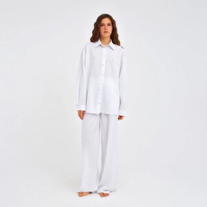 Пижама женская (сорочка, брюки) MINAKU: Home collection цвет белый, р-р 44