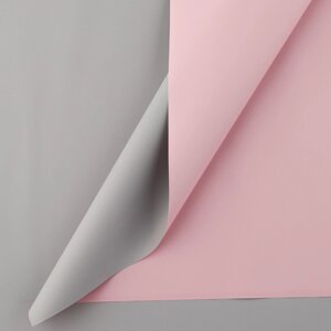 Пудровая пленка двусторонняя "Нежно-розовый+серый" 50 мкм 0,5х9 м