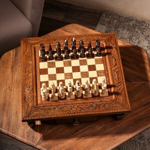 Шахматы ручной работы "Классика с резкой", на ножках, 50х50 см, Армения
